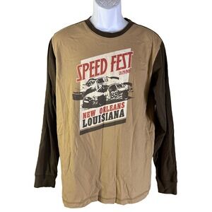 Corniche Graphic Tee Mens Medium Brown Speed Fest New Orleans Racing Long Sleeve